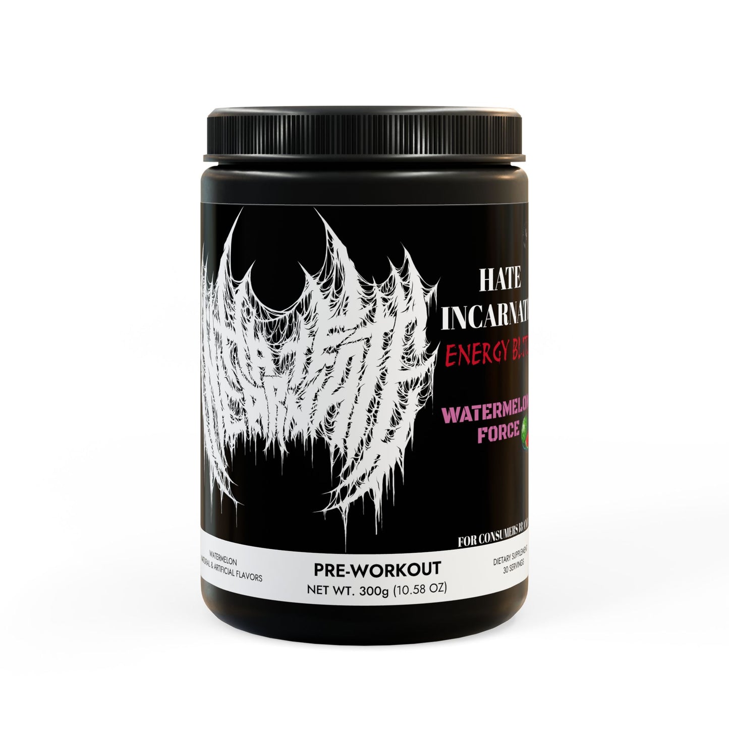 Hate Incarnate ENERGY BLITZ Pre-Workout Supplement, Watermelon (300g, 10.58oz)