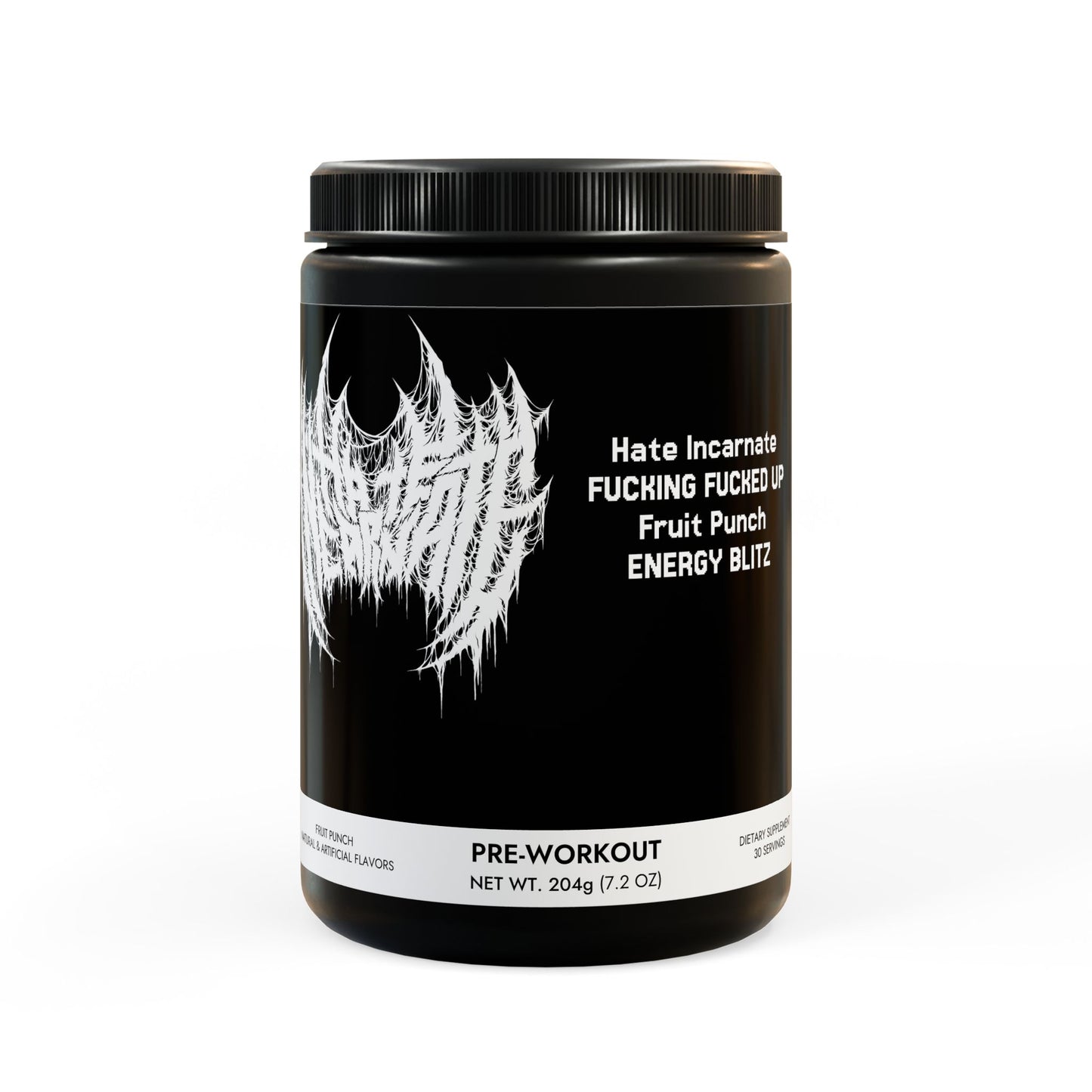 Hate Incarnate FUCKING FUCKED UP Fruit Punch ENERGY BLITZ Pre-Workout Supplement, Fruit Punch (204g, 7.1oz)
