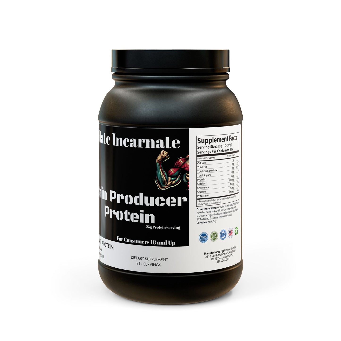 Hate Incarnate Pain Producer Protein Whey Isolate Protein Supplement (907g, 2lb)